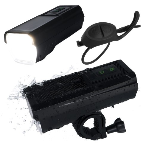 Lampka rowerowa solarna przód LED przednia światło roweru z panelem słonecznym klaksonem super mocna 1000LM 4400MAH oświetlenie 