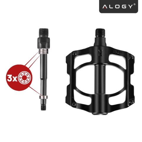 Pedały rowerowe Alogy do roweru szosowego i górskiego platformowe MTB aluminiowe komplet 2szt Aluminium z potrójnym łożyskiem Cz