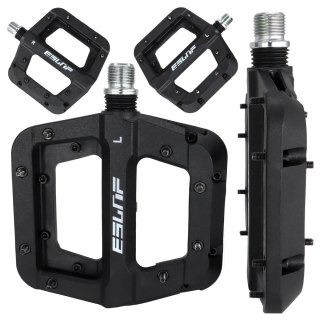 Pedały rowerowe platformowe do roweru szosowego i górskiego platformowe MTB 3 łożyska czarne komplet [2szt.] Czarne