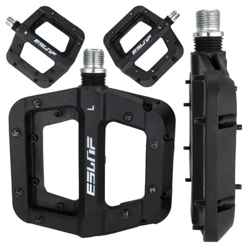 Pedały rowerowe platformowe do roweru szosowego i górskiego platformowe MTB 3 łożyska czarne komplet [2szt.] Czarne