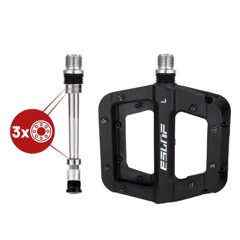 Pedały rowerowe platformowe do roweru szosowego i górskiego platformowe MTB 3 łożyska czarne komplet [2szt.] Czarne