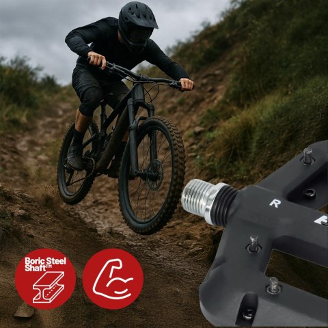 Pedały rowerowe platformowe do roweru szosowego i górskiego platformowe MTB 3 łożyska czarne komplet [2szt.] Czarne