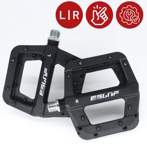 Pedały rowerowe platformowe do roweru szosowego i górskiego platformowe MTB 3 łożyska czarne komplet [2szt.] Czarne