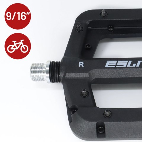 Pedały rowerowe platformowe do roweru szosowego i górskiego platformowe MTB 3 łożyska czarne komplet [2szt.] Czarne