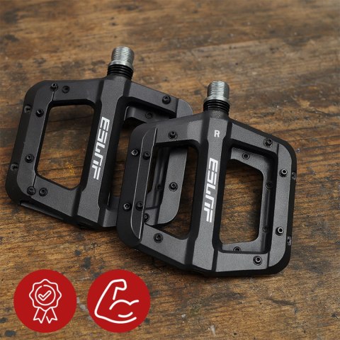 Pedały rowerowe platformowe do roweru szosowego i górskiego platformowe MTB 3 łożyska czarne komplet [2szt.] Czarne