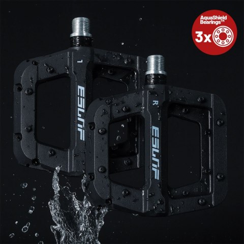 Pedały rowerowe platformowe do roweru szosowego i górskiego platformowe MTB 3 łożyska czarne komplet [2szt.] Czarne