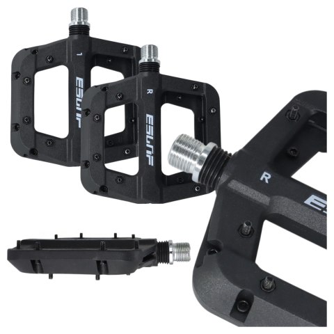 Pedały rowerowe platformowe do roweru szosowego i górskiego platformowe MTB 3 łożyska czarne komplet [2szt.] Czarne