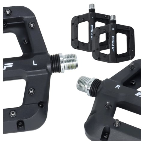 Pedały rowerowe platformowe do roweru szosowego i górskiego platformowe MTB 3 łożyska czarne komplet [2szt.] Czarne