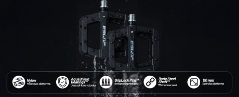 Pedały rowerowe platformowe do roweru szosowego i górskiego platformowe MTB 3 łożyska czarne komplet [2szt.] Czarne