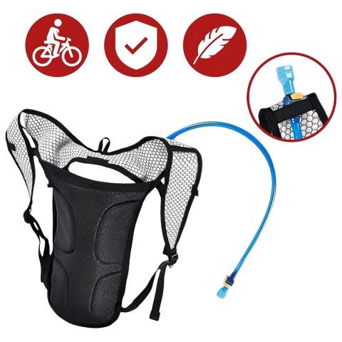 Plecak rowerowy na plecy torba z pojemnikiem bukłakiem 2L na napój dla rowerzysty kolarski do biegania Czarna