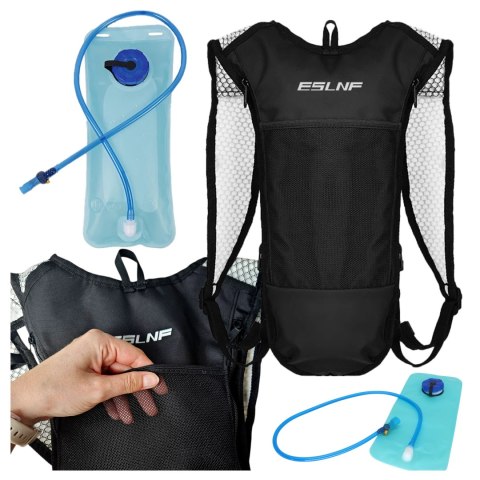 Plecak rowerowy na plecy torba z pojemnikiem bukłakiem 2L na napój dla rowerzysty kolarski do biegania Czarna