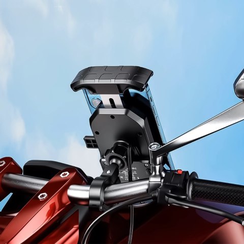 Uchwyt Motocyklowy na kierownicę KEWIG M14-A1 na telefon z ładowarką Qi + PD USB-C na motor quada skuter Czarny