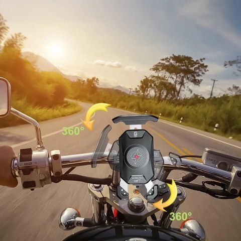 Uchwyt Motocyklowy na kierownicę KEWIG M14-A1 na telefon z ładowarką Qi + PD USB-C na motor quada skuter Czarny