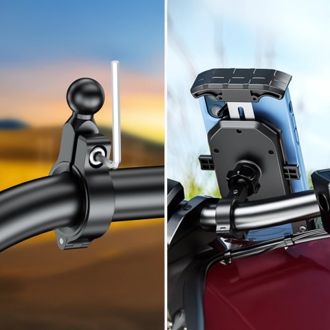 Uchwyt Motocyklowy na kierownicę KEWIG M14-A1 na telefon z ładowarką Qi + PD USB-C na motor quada skuter Czarny