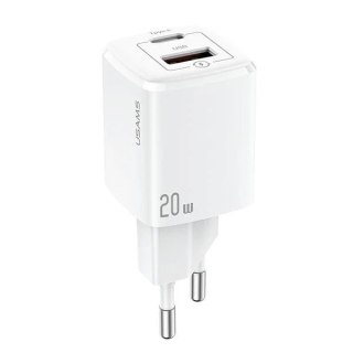USAMS Ładowarka sieciowa 1x USB-C + 1x USB T37 20W (only head) Super SI PD3.0 + QC3.0 Fast Charging biały/white CC128TC02 (US-CC