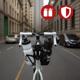 Adapter Rowerowy pod Siodełko - Uchwyt na 2 Koszyki na Bidon, Bike Seat Mount, Montaż do Sztycy, Aluminiowy, Czarny