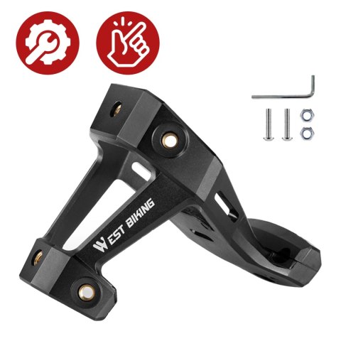 Adapter Rowerowy pod Siodełko - Uchwyt na 2 Koszyki na Bidon, Bike Seat Mount, Montaż do Sztycy, Aluminiowy, Czarny