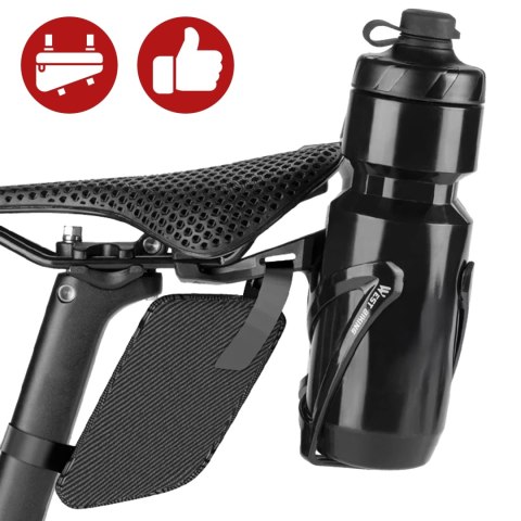 Adapter Rowerowy pod Siodełko - Uchwyt na 2 Koszyki na Bidon, Bike Seat Mount, Montaż do Sztycy, Aluminiowy, Czarny