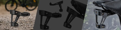 Adapter Rowerowy pod Siodełko - Uchwyt na 2 Koszyki na Bidon, Bike Seat Mount, Montaż do Sztycy, Aluminiowy, Czarny