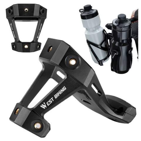 Adapter Rowerowy pod Siodełko - Uchwyt na 2 Koszyki na Bidon, Bike Seat Mount, Montaż do Sztycy, Aluminiowy, Czarny