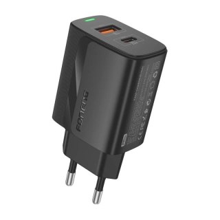 Ładowarka Foneng EU66 USB-C + USB-A 20W QC3.0 PPS FCP LED Czarna
