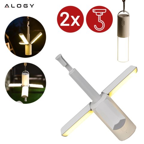 Lampa Zewnętrzna LED z Haczykiem 4000mAh 12h, Przenośna, Energooszczędna, Ogrodowa, Kempingowa i Domowa Alogy OutdoorLamp™ - Bia