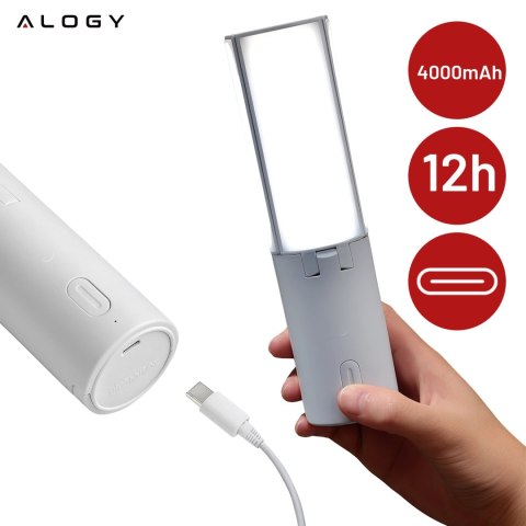 Lampa Zewnętrzna LED z Haczykiem 4000mAh 12h, Przenośna, Energooszczędna, Ogrodowa, Kempingowa i Domowa Alogy OutdoorLamp™ - Bia