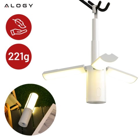 Lampa Zewnętrzna LED z Haczykiem 4000mAh 12h, Przenośna, Energooszczędna, Ogrodowa, Kempingowa i Domowa Alogy OutdoorLamp™ - Bia