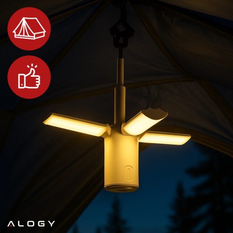 Lampa Zewnętrzna LED z Haczykiem 4000mAh 12h, Przenośna, Energooszczędna, Ogrodowa, Kempingowa i Domowa Alogy OutdoorLamp™ - Bia