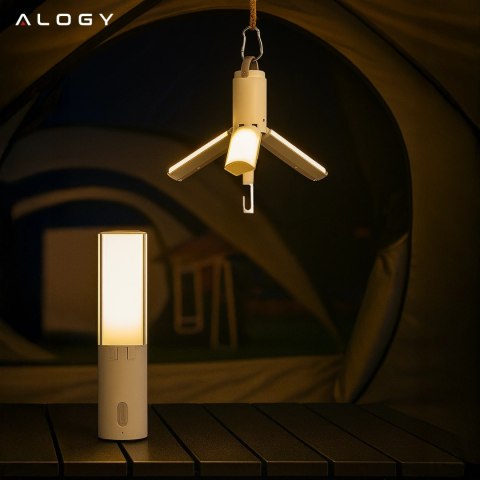 Lampa Zewnętrzna LED z Haczykiem 4000mAh 12h, Przenośna, Energooszczędna, Ogrodowa, Kempingowa i Domowa Alogy OutdoorLamp™ - Bia