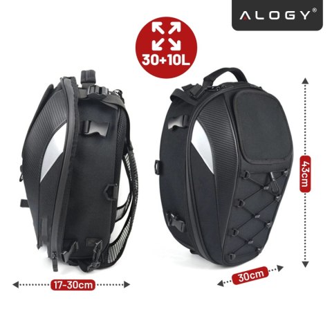 Plecak torba motocyklowa wodoodporna 40L - 5w1 - kufer, podsiodłowa, bagażnikowa, na kask, z pokrowcem, Nylon, torba miejska na 