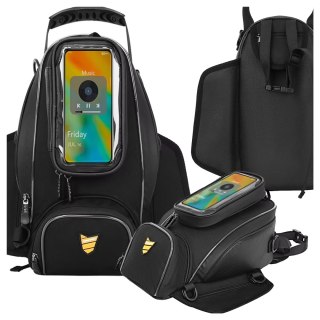 Sakwa Motocyklowa z Odczepianym Etui na Telefon, Wodoodporna Torba na Motor z Przegrodami i Mocowaniem na Zbiornik, Pojemna i Tr