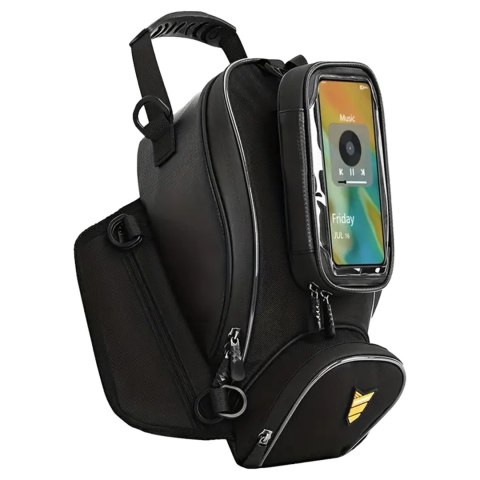 Sakwa Motocyklowa z Odczepianym Etui na Telefon, Wodoodporna Torba na Motor z Przegrodami i Mocowaniem na Zbiornik, Pojemna i Tr