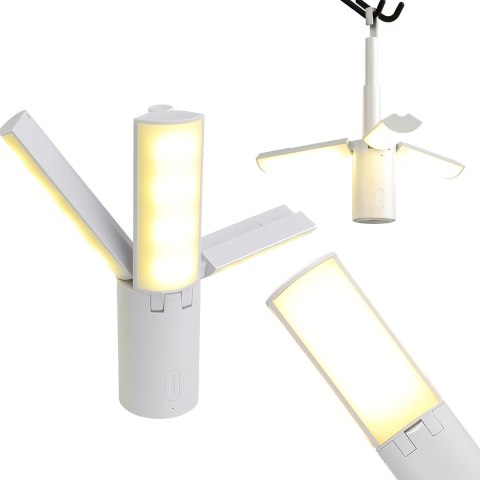 Lampa Zewnętrzna LED z Haczykiem 4000mAh 12h, Przenośna, Energooszczędna, Ogrodowa, Kempingowa i Domowa Alogy OutdoorLamp™ - Bia