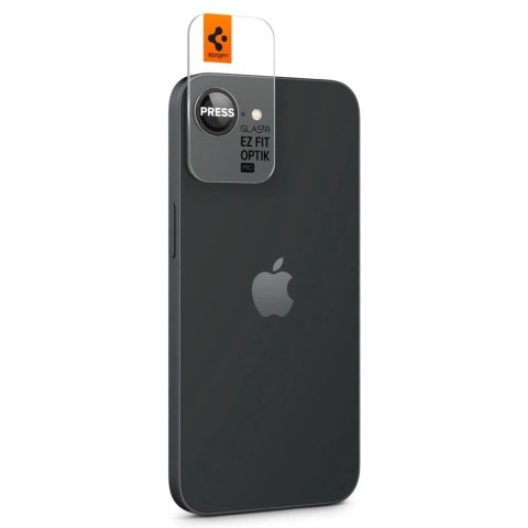 Osłona aparatu do iPhone 16e Spigen Optik Pro Glas.TR „EZ Fit" Camera Protector 2-Pack Black