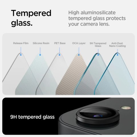 Osłona aparatu do iPhone 16e Spigen Optik Pro Glas.TR „EZ Fit" Camera Protector 2-Pack Black