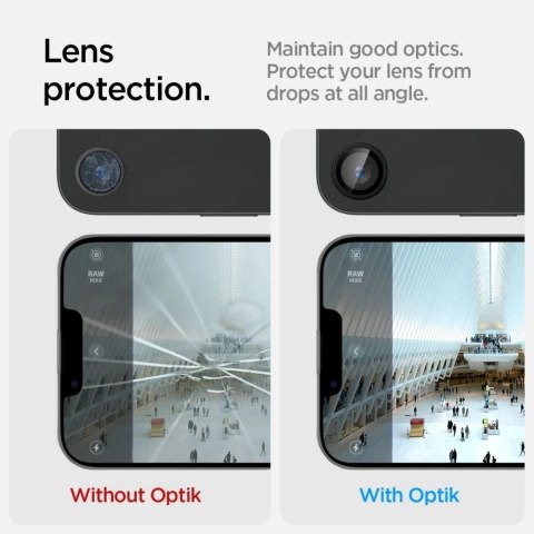 Osłona aparatu do iPhone 16e Spigen Optik Pro Glas.TR „EZ Fit" Camera Protector 2-Pack Black