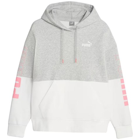 Bluza damska Puma Power Colorblock Hoodie FL szaro-biała 676023 04