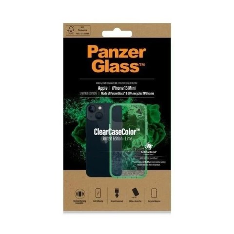 Etui do iPhone 13 mini PanzerGlass ClearCase Antibacterial Military Grade Lime