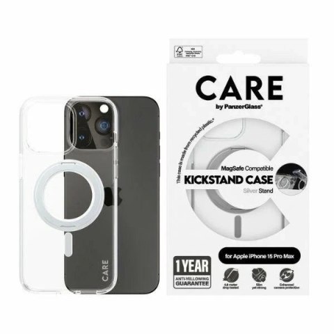Etui do iPhone 15 Pro Max CARE by PanzerGlass Kickstand MagSafe Silver