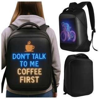 Plecak z oświetleniem LED RGB Alogy PixelBag™ Piksele bluetooth led telefon komórkowy sterowana aplikacją pixel Czarny