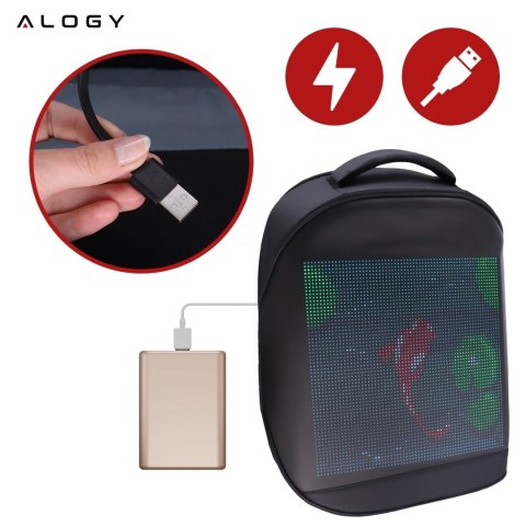 Plecak z oświetleniem LED RGB Alogy PixelBag™ Piksele bluetooth led telefon komórkowy sterowana aplikacją pixel Czarny