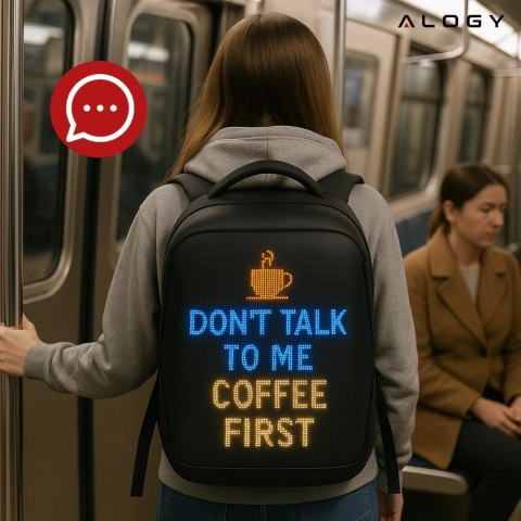 Plecak z oświetleniem LED RGB Alogy PixelBag™ Piksele bluetooth led telefon komórkowy sterowana aplikacją pixel Czarny