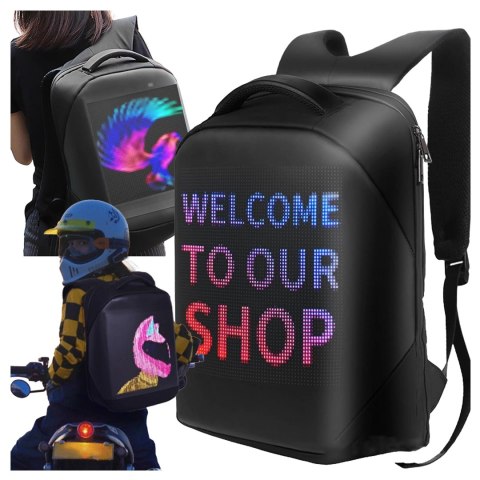 Plecak z oświetleniem LED RGB Alogy PixelBag™ Piksele bluetooth led telefon komórkowy sterowana aplikacją pixel Czarny