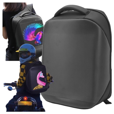 Plecak z oświetleniem LED RGB Alogy PixelBag™ Piksele bluetooth led telefon komórkowy sterowana aplikacją pixel Czarny