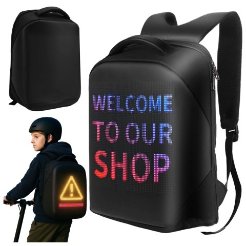 Plecak z oświetleniem LED RGB Alogy PixelBag™ Piksele bluetooth led telefon komórkowy sterowana aplikacją pixel Czarny