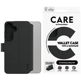 Etui CARE do Samsung Galaxy S25 Czarny by PanzerGlass Wallet Kickstand
