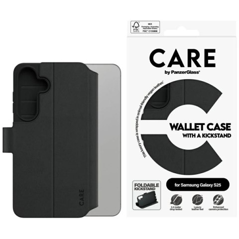 Etui CARE do Samsung Galaxy S25 Czarny by PanzerGlass Wallet Kickstand