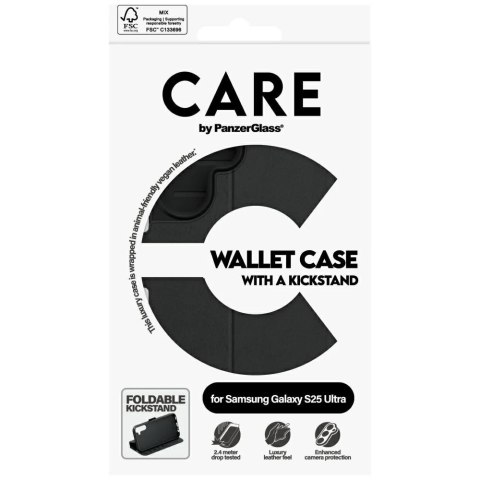 Etui CARE do Samsung Galaxy S25 Ultra Czarny by PanzerGlass Wallet Kickstand