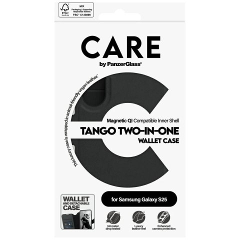 Etui CARE do Samsung Galaxy S25 by PanzerGlass Feature Tango Wallet 2w1 Czarny